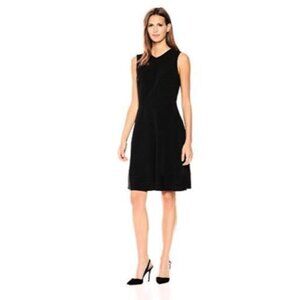 Tahari by Arthur S. Levine Pinstripe Black SL Fit & Flare Dress 8 RGG10673